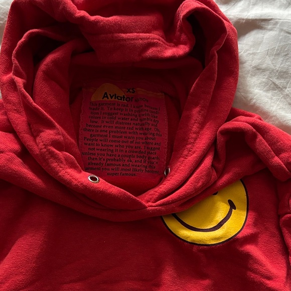 Aviator Nation Red Hoodie with Smiley Face - Picture 2 of 3